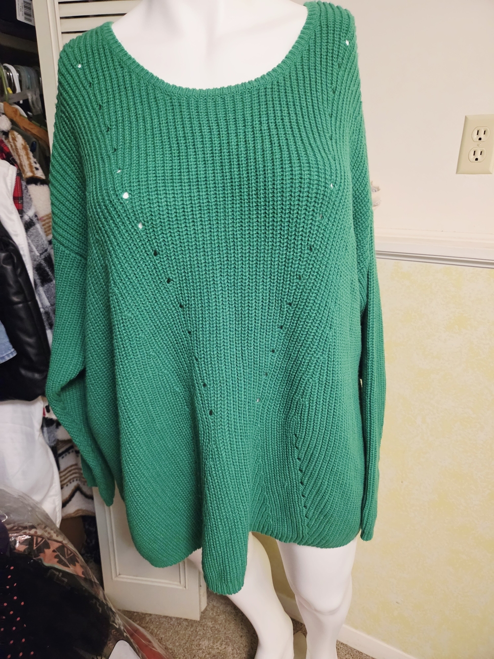 Woman Within Green Scoop-Neck Knit Sweater